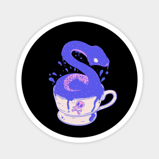 Snake in a Tea Cup - Serpentine Elegance and Charm Magnet